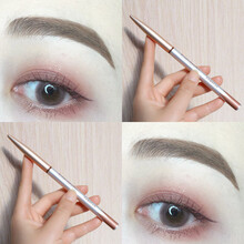 卡姿兰眉笔防水防汗持久不晕染不掉色初学者铅笔式砍刀眉笔可削自然黑灰色 升级款 02深棕色 加画眉卡+修眉刀