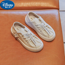 迪士尼女童小白鞋英伦风2021秋季新款复古单鞋女宝儿童公主鞋软底中大童皮鞋 FL2021-325白 36码