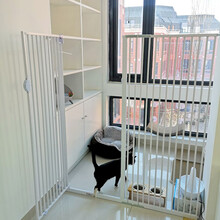 聚悠宠猫围栏门栏猫咪栅栏宠物狗护栏狗狗隔离栏挡猫猫防护门拦猫用防爬小猫防逃栏杆家用室内防跳 适用宽度134-139cm 高度120cm