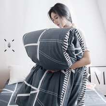 轶美家纺 纯棉被套单件【可定做】全棉单双人学生宿舍被罩加大加厚被套150200被罩200230cm 灰色魔方 160*210cm被套单件（适用于1.5m被芯）