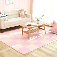 棉觉地垫爬行垫泡沫地垫拼接婴儿爬行垫爬爬垫宝宝拼图榻榻米宿舍地垫地板垫子 米色+粉色 树叶纹60*1.2cm【4片】配8根边条