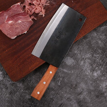 邓家刀土菜刀铁菜刀铁刀厨房老式家用传统夹钢锻打锋利碳钢刀 锋利切菜切肉刀具 黑铁刀切片刀 XP-03