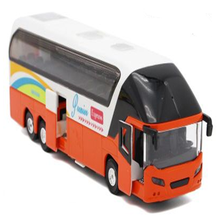 ZXZ电动玩具豪华旅游巴士合金车长途客车公交车儿童玩具车回力合金汽车模型 风速号音乐巴士-橙色