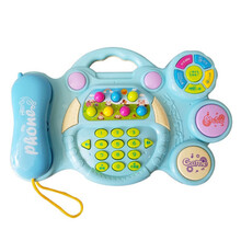 儿童玩具电话座机 婴幼儿童玩具早教音乐电话机男孩子女宝宝0-6岁2三3四5个月7八半9 打地鼠电话蓝色电池款