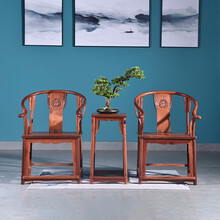 赞善红木家具缅甸花梨（学名：大果紫檀）雕璃龙圈椅三件套实木现代中式客厅书房会客三件套 圈椅2+茶几1