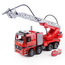 超大号可喷水儿童消防车玩具惯性升降云梯车洒水救火车男孩戏水消防员山姆洒水车玩具沙滩 大号喷水消防车（配洒水合金车）