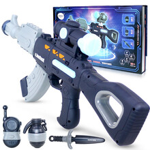 儿童玩具枪百变磁力拼装枪拼插儿童磁性玩具男孩模型玩具套装 抢手计划磁力电动语音百变拼装枪-黑灰