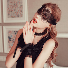 GFM情趣内衣 黑色性感蕾丝睫毛蝴蝶眼罩诱惑套装 sm制服诱惑 成人用品 情趣用品7507黑色