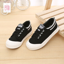 春秋5儿童鞋6女男4帆布鞋子7小孩8学生休闲9小白板鞋10韩版11岁12 黑白 25码/内长17cm