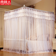 南极人 高档婚庆豪华蚊帐1.5米/1.8米床不锈钢三开门宫廷落地纹帐单双人蚊帐 解语花-月光白 1.8m*2.0m床25mm加粗立柱