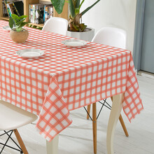 素莎PVC桌布防水防烫防油免洗长方形格子布料餐桌布塑料正方形方桌八仙桌台布 红格子 110*110cm