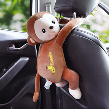 迪加伦 卡通纸巾盒 创意皮皮猴车用抽纸盒 座椅后排挂式纸巾盒扶手箱座椅背纸巾盒 汽车用品装饰 咖啡色