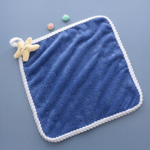 擦手巾可挂式 卡通吸水毛巾珊瑚绒厨房卫生间抹手巾 流星蓝包边款（2条）