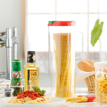 日本进口inomata面条收纳盒收纳罐密封保鲜盒透明密封罐带手柄面条桶密封防潮塑料储物罐