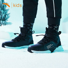 安踏儿童童鞋男女中大童夏季新款保暖棉鞋夏款休闲运动户外鞋 黑/安踏白 37