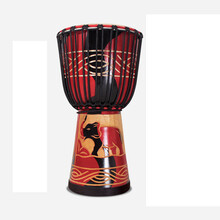 奇宝居非洲鼓9寸丽江手鼓9寸成年老山羊皮非洲鼓整木掏空成人学生初学入门手鼓打击乐器 9寸红色雕刻