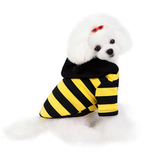 尚品犬 秋冬新款狗狗衣服加厚保暖中小型犬泰迪博美比熊贵宾幼犬骨头图案英文彩色四腿棉衣 黄色（条纹图案） M码【适合体重4.0~6.0斤】