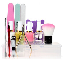 美甲工具全套指甲护理去死皮打磨指甲砂条修甲搓抛光条初学者套装 14件套含收纳盒(升级死皮剪)