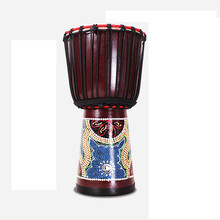 非洲鼓9寸丽江手鼓9寸成年老山羊皮非洲鼓整木掏空成人学生初学入门手鼓打击乐器 9寸棕色点彩