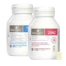 【香港直邮】澳洲进口 佰澳朗德Bio island 比奥岛 补锌片 婴幼儿宝宝 儿童 补锌咀嚼片+鳕鱼肝油 鱼油DHA 各一瓶