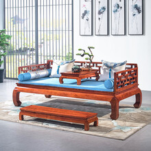 御皇城红木家具非洲花梨（学名：刺猬紫檀）实木罗汉床三件套 简约新中式卧室单人床 明清古典家具睡塌床榻 万字罗汉床两件套 1200*2200