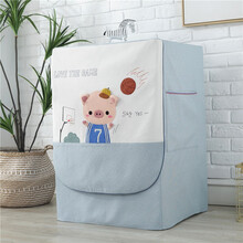 漫笛儿新款防水洗衣机罩加厚布艺海尔博世LG三星小天鹅滚筒防晒防水洗衣机套子 小猪拍球 大号60*65*85cm防水防晒洗衣机罩