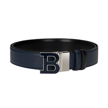 BALLY 巴利 男士墨蓝色字母板扣皮质可调腰带 B BUCKLE NAMEL 35 M 110 INK 6221470