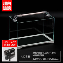 森森鱼缸小型鱼缸超白玻璃鱼缸桌面鱼缸生态缸水草缸金鱼缸水族箱 超白缸42cm长+过滤器+LED灯+中号鱼捞