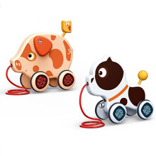天恩嘟乐儿童早教益智拖拉玩具天利达手拉绳牵引学步走路动物 1-3岁男女小孩宝宝生日礼物 965-A8哈萌猪和斗牛犬