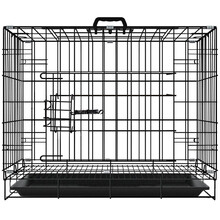 憨憨宠 狗笼猫笼 狗笼子中小型犬幼犬加粗加密折叠便携猫笼子宠物笼具泰迪比熊猫咪狗狗用品兔笼 侧出盘带天窗狗丝笼 黑色50*35*42cm