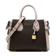 迈克·科尔斯 MICHAEL KORS MK女包 人造革配皮手提单肩斜挎包棕色柔粉色 30S9GM9S1B BRN SFTPINK