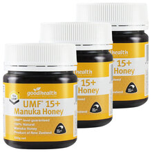 goodhealth好健康 新西兰进口麦卢卡蜂蜜UMF5+ 10+ 15+ 儿童青少年男女士中老年人 3瓶UMF15+ 每瓶250克