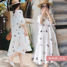 孕妇装夏装外出2019新款孕妇连衣裙中长款时尚潮妈孕妇裙子夏季哺乳衣 【8809款】白色 XXL