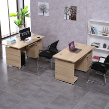 职员办公桌椅组合单人位简约1.4米电脑办公桌子台式办工桌家用 橡木色 1.2米*0.6米【含柜】
