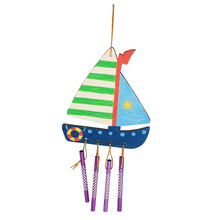 艺趣幼儿园六一儿童节手工制作材料包3-6岁diy创意益智亲子宝宝自制美术彩绘涂色填色木质风铃挂饰挂件 白坯帆船+丙烯+笔刷