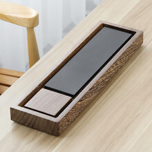 苏氏陶瓷 SUSHI CERAMICS 整块鸡翅木乌金石茶盘可干泡可排水功夫泡茶台茶托52*15cm