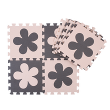 明德 PE婴儿爬行垫泡沫地垫 儿童数字字母游戏卧室客厅拼接垫 环保无异味婴儿拼图玩具 米咖花朵【10片+边条】 30*30*1.0cm [无甲醛，放心买】