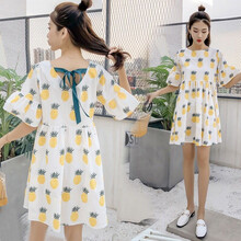 孕妇装夏装外出2019新款短袖孕妇连衣裙中长款时尚潮妈孕妇裙子夏季宽松 黄色 M