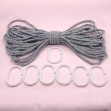 宿舍床帘绳子挂钩 扣环配件 上下铺床帘开扣C环加粗床帘绳子 2.5米浅灰绳+6个C环 其它
