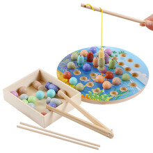 三格田（SANGTY）儿童蒙氏1早教2益智3一岁女宝宝钓鱼玩具男孩磁性套装蒙特梭利 2905钓鱼夹珠子（锻炼手眼协调）