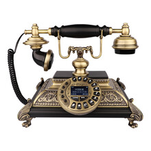 金顺迪 JSD055 美式仿古电话机欧式家用办公固定座机老式复古古董电话机 尊贵黑按键款(插4G全网通手机卡)