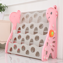 儿童音乐书架宝宝卡通绘本架 幼儿园塑料图书架小孩简易书柜 粉色三层 （带音乐故事机）