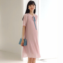 米度丽 孕妇夏装孕妇连衣裙夏季2021时尚新款雪纺娃娃裙夏天孕妇裙子潮妈 贝壳粉 L