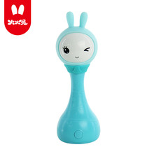 火火兔新生儿电子摇铃婴儿玩具耳朵磨牙硅胶安抚音乐早教R1S蓝色