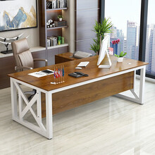 隆祥福  老板桌办公桌椅组合职员办公家具简约现代大班台单人总裁经理主管桌子 白架+金橡木色 1.4米*0.7单桌