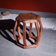 赞善红木家具缅甸花梨（学名：大果紫檀）梅花形白胚款圆鼓凳新中式休闲梳妆凳实木小凳子搭腿凳