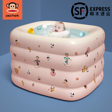 婴儿充气游泳池宝宝超大号洗澡桶加厚家用室内小孩戏水池儿童游泳桶 （120粉色-4层）环保PVC+皮实耐用