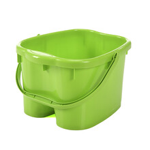 杉贝  带盖加高加厚足浴桶 按摩保温泡脚桶足浴盆 塑料手提洗脚桶洗脚盆 中号绿色无盖