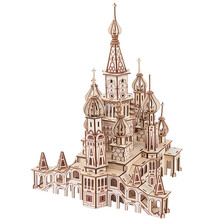 【迪尔乐斯】成人高难度3d木质立体拼图建筑DIY手工拼装模型木头房子拼插积木中国著名古建动手动脑 俄罗斯圣瓦西里大教堂
