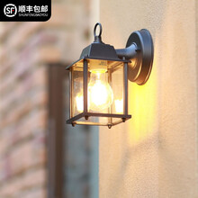 圣德艺 户外壁灯 现代防水创意阳台过道灯室外大门庭院花园别墅走廊楼梯灯 透明小方灯透明壁灯 配4瓦复古LED灯泡暖光